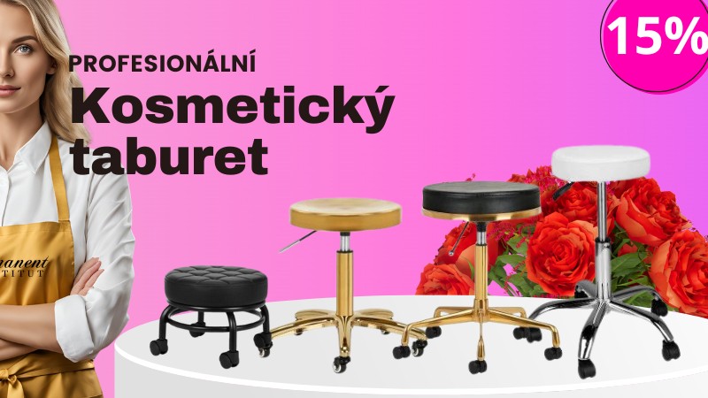 Kosmetička radí jak vybrat kosmetický taburet a ukazuje čtyři typy kosmetických taburetů.